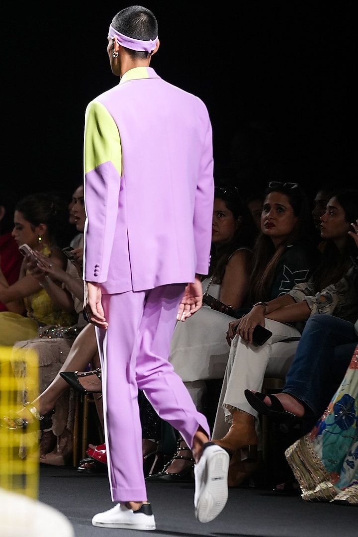 Lilac Lime Green Micro Blazer by Nirmooha Men at Pernia's Pop Up