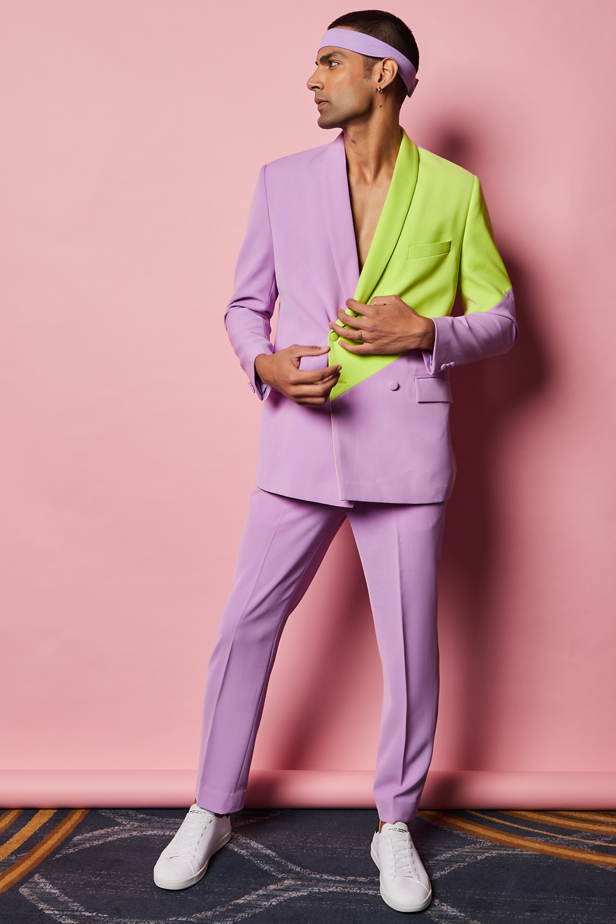 【ミルク】1tuck straight pants lapiis Lilac Micro Straight Pants by Nirmooha Men at Pernia's Pop