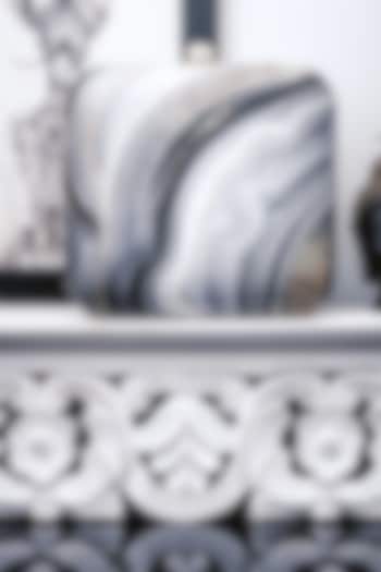 White & Grey Satin Printed Box Clutch by NR By Nidhi Rathi at Pernia's Pop Up Shop