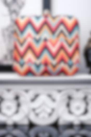 White & Yellow Satin Printed Box Clutch by NR By Nidhi Rathi at Pernia's Pop Up Shop