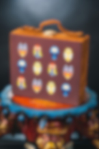 Brown Satin Printed Box Clutch by NR By Nidhi Rathi at Pernia's Pop Up Shop