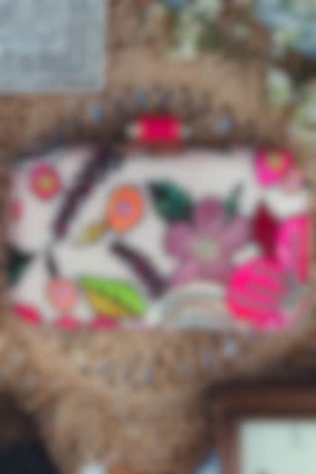 Multi-Colored Satin Embroidered Box Clutch by NR By Nidhi Rathi at Pernia's Pop Up Shop