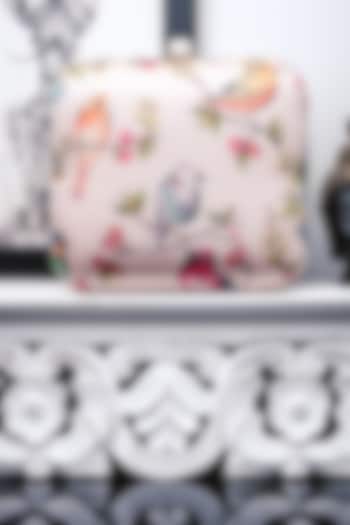 Off-White Satin Printed Box Clutch by NR By Nidhi Rathi at Pernia's Pop Up Shop