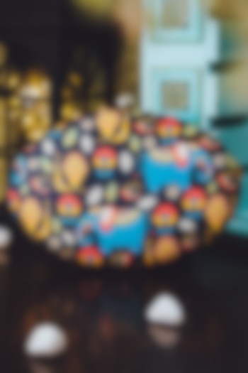 Multi-Colored Satin Printed Oval Clutch by NR By Nidhi Rathi at Pernia's Pop Up Shop