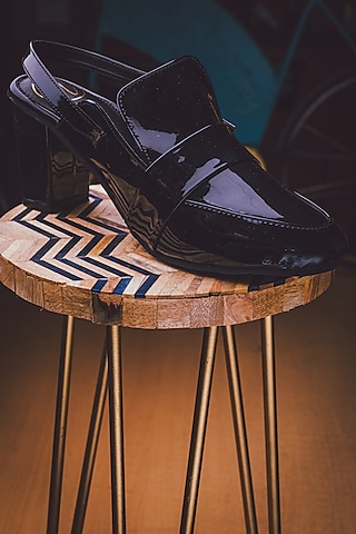 Black Leather Mules by NR By Nidhi Rathi