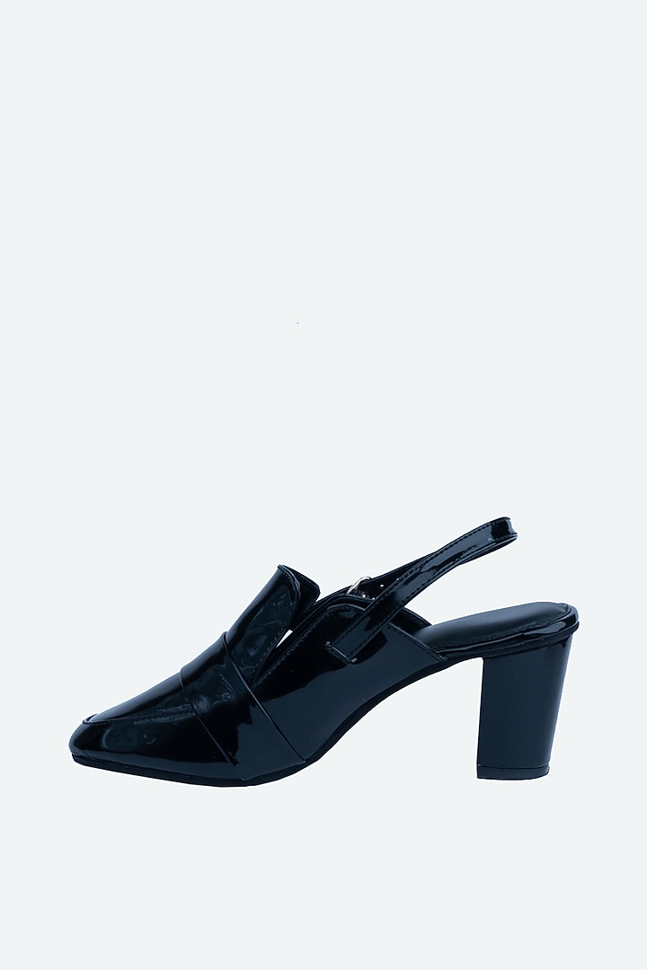 Black Leather Mules by NR By Nidhi Rathi at Pernia's Pop Up Shop