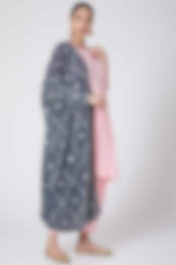 Blush Pink & Grey Embroidered Kurta Set by Nafisa Rachel William