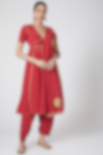 Red Embroidered Anarkali Set by Nafisa Rachel William