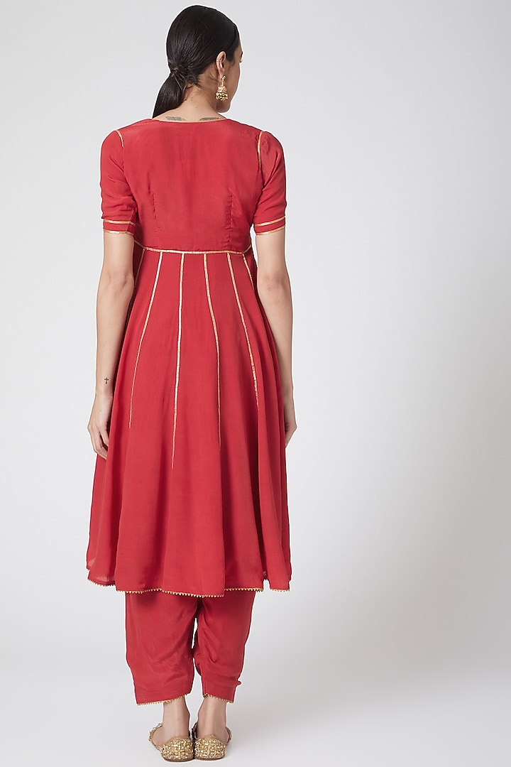 Red Embroidered Bridal Anarkali Set by Nafisa Rachel William at Pernia's Pop Up Shop