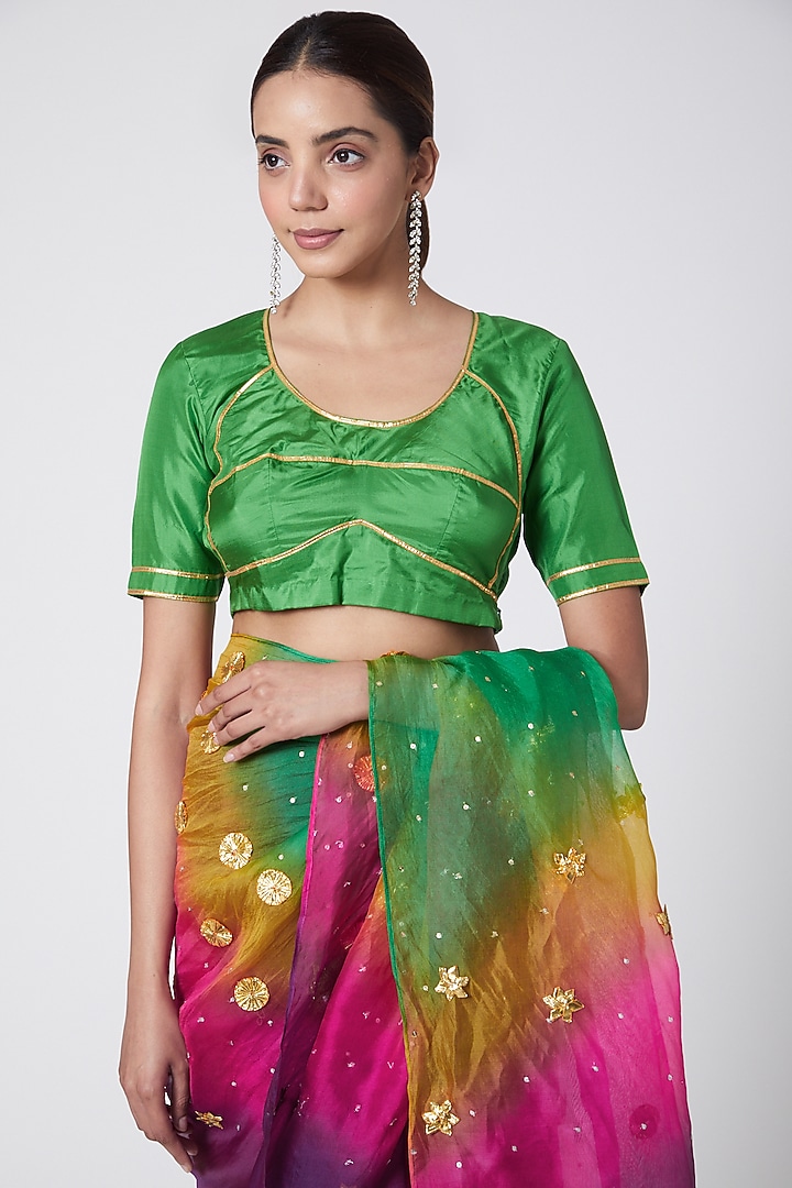 Multi-Colored Pure Organza Silk Sequins Embroidered Dyed Wedding Saree Set by Nafisa Rachel William at Pernia's Pop Up Shop