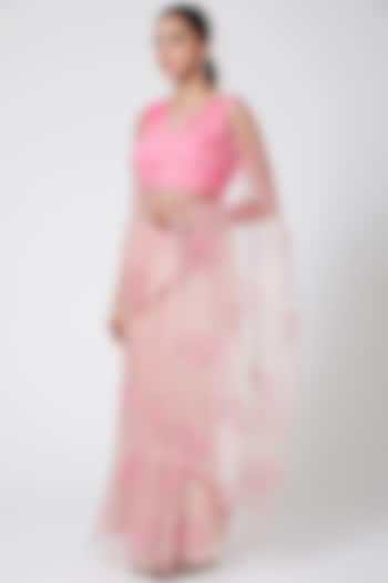 Blush Pink Embroidered Saree Set by Nafisa Rachel William