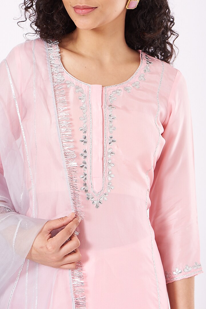 Candy Floss Pink Silk Kurta Set by Nafisa Rachel William at Pernia's Pop Up Shop