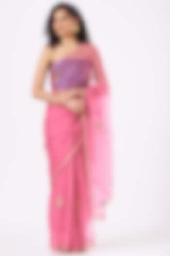 Pink Organza Silk Saree Set by Nafisa Rachel William