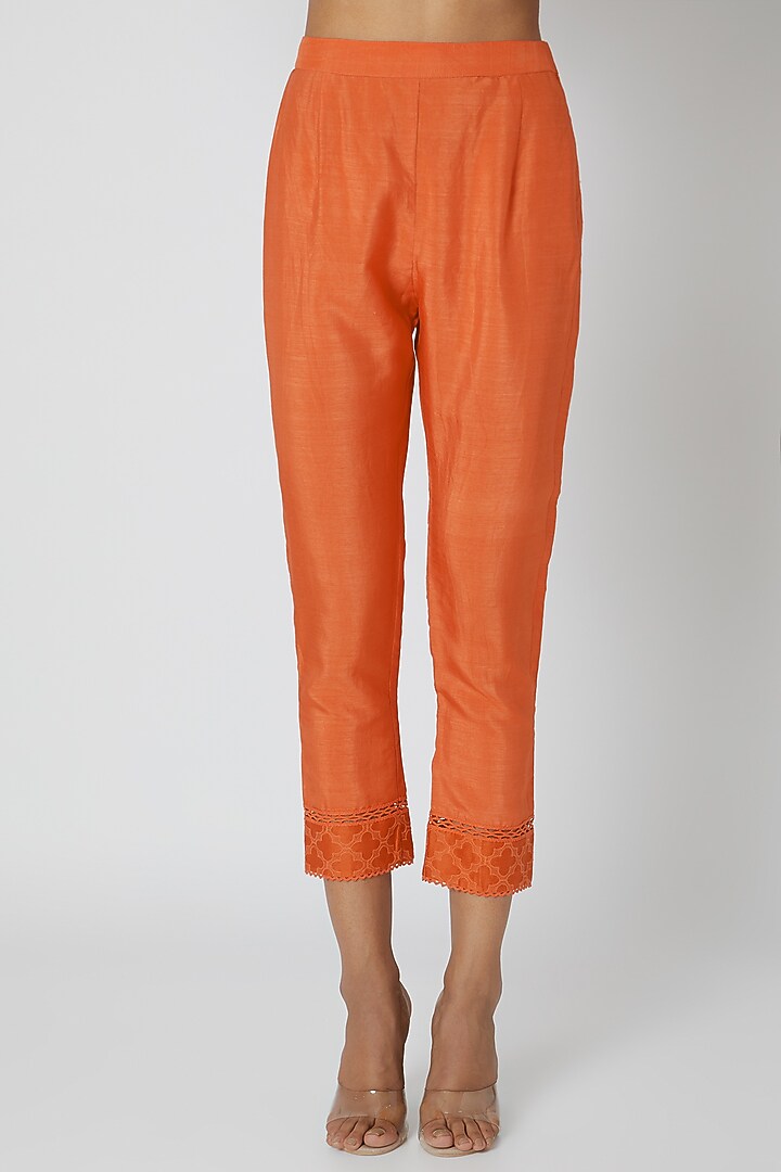 Orange Embroidered Kurta Set by Nadima Saqib at Pernia's Pop Up Shop