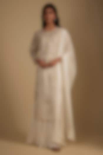 White Organza Sequins Embroidered Kurta Set by Nadima Saqib at Pernia's Pop Up Shop