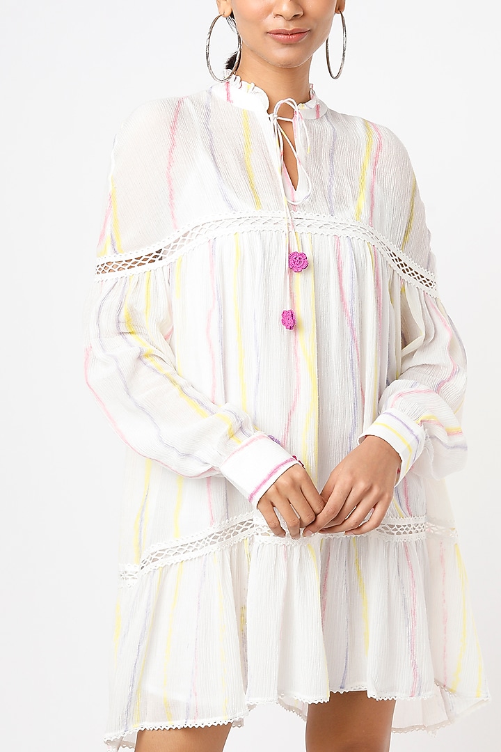 White Printed Tunic With Slip by Nadima Saqib at Pernia's Pop Up Shop