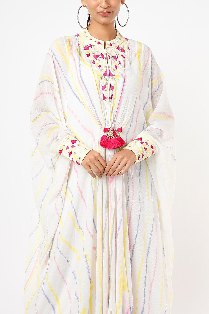 White Printed & Hand Embroidered Tunic With Inner by Nadima Saqib at Pernia's Pop Up Shop