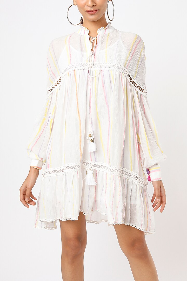 White Tie-Dyed Tunic With Slip by Nadima Saqib at Pernia's Pop Up Shop