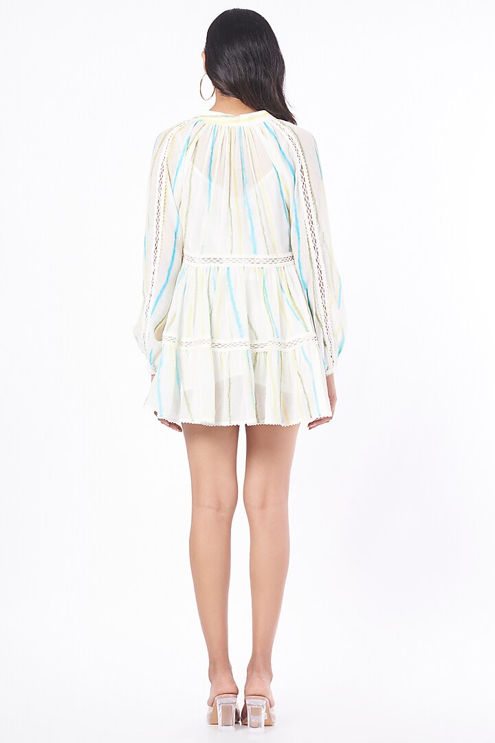 White Wrinkle Cotton Tie-Dyed Mini Tunic by Nadima Saqib at Pernia's Pop Up Shop