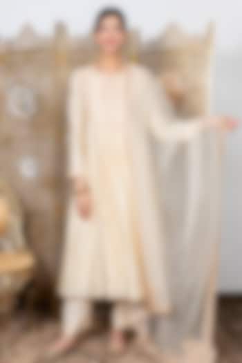 Beige Embroidered Kurta Set by Nadima Saqib at Pernia's Pop Up Shop