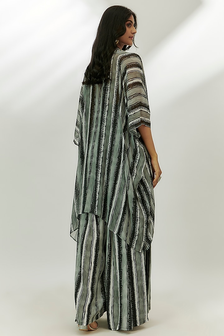 Black Crepe Digital Printed Jumpsuit With Cape by Nadima Saqib at Pernia's Pop Up Shop