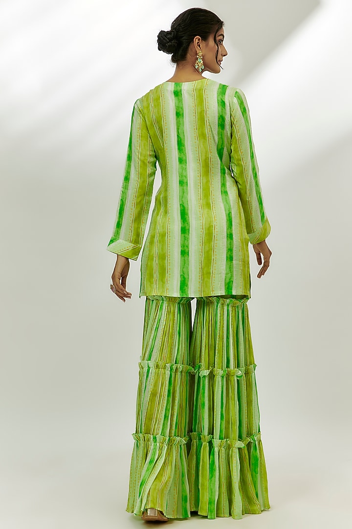 Lime Green Cotton Crush Gharara Set by Nadima Saqib at Pernia's Pop Up Shop