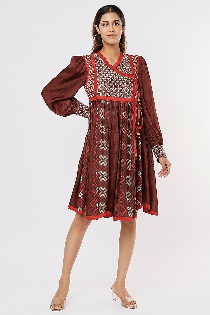 Brown Digital Printed Dress by Nadima Saqib at Pernia's Pop Up Shop