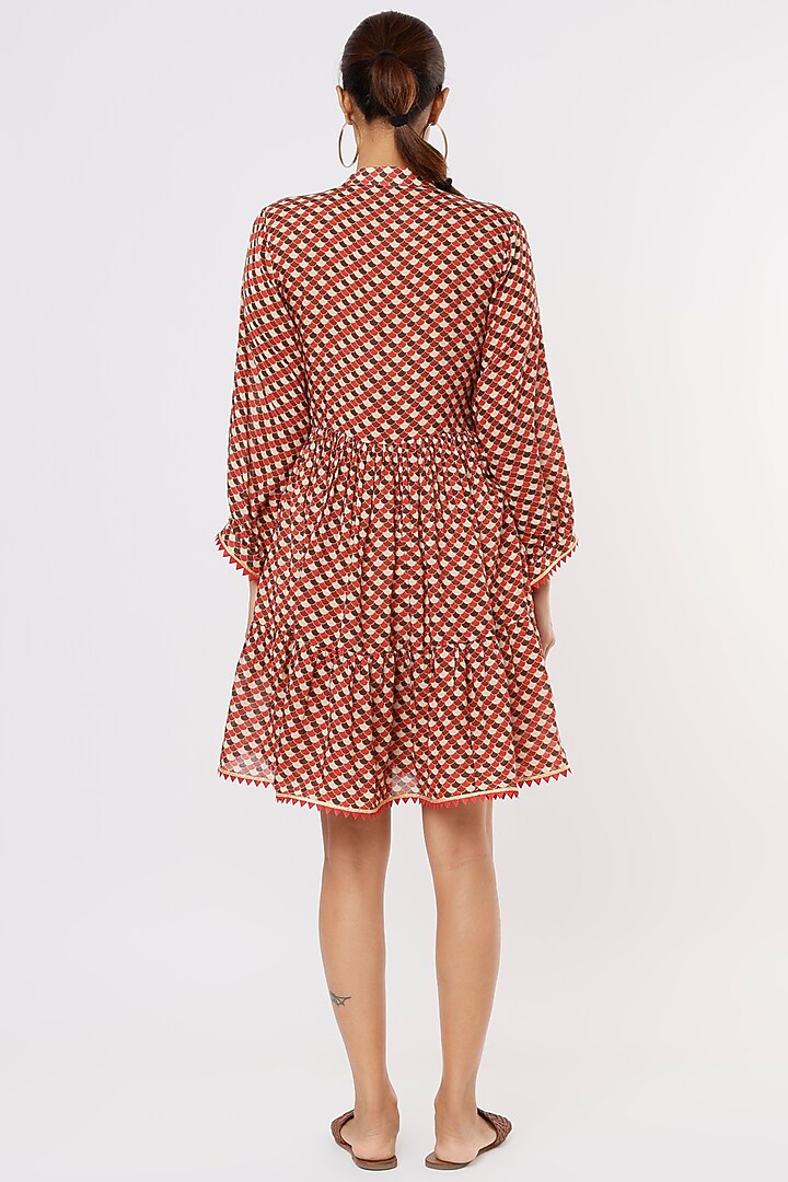 Brown Printed Summer Dress by Nadima Saqib at Pernia's Pop Up Shop