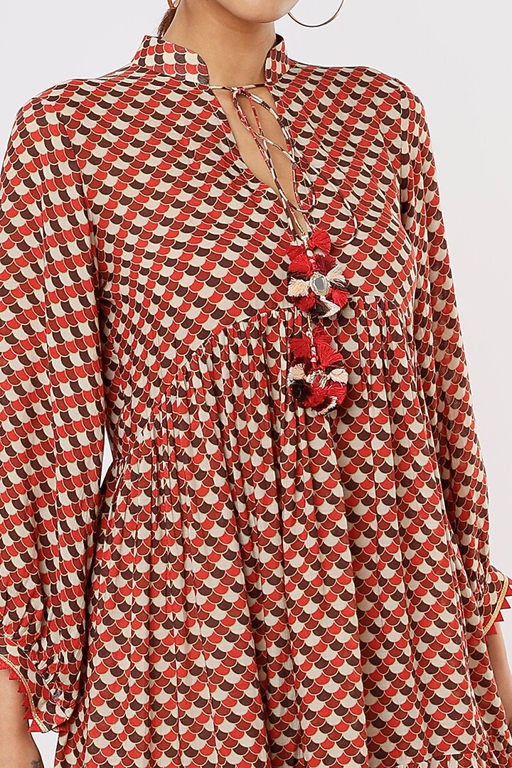 Brown Printed Summer Dress by Nadima Saqib at Pernia's Pop Up Shop
