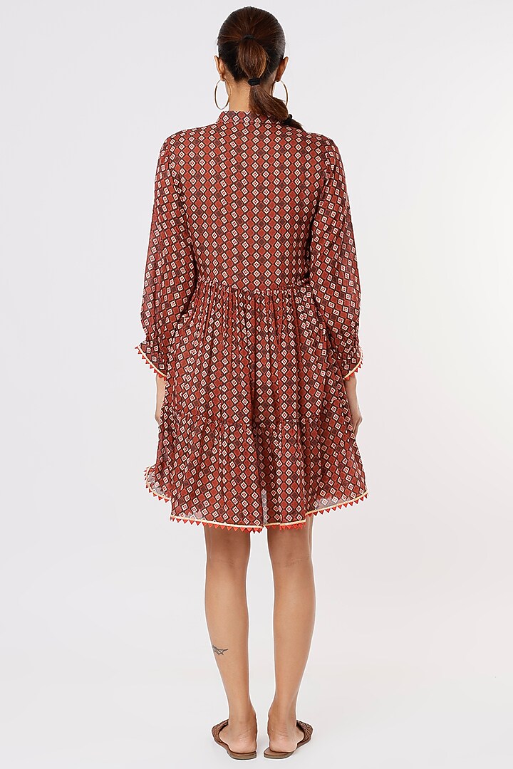 Brown Summer Dress With Print by Nadima Saqib at Pernia's Pop Up Shop