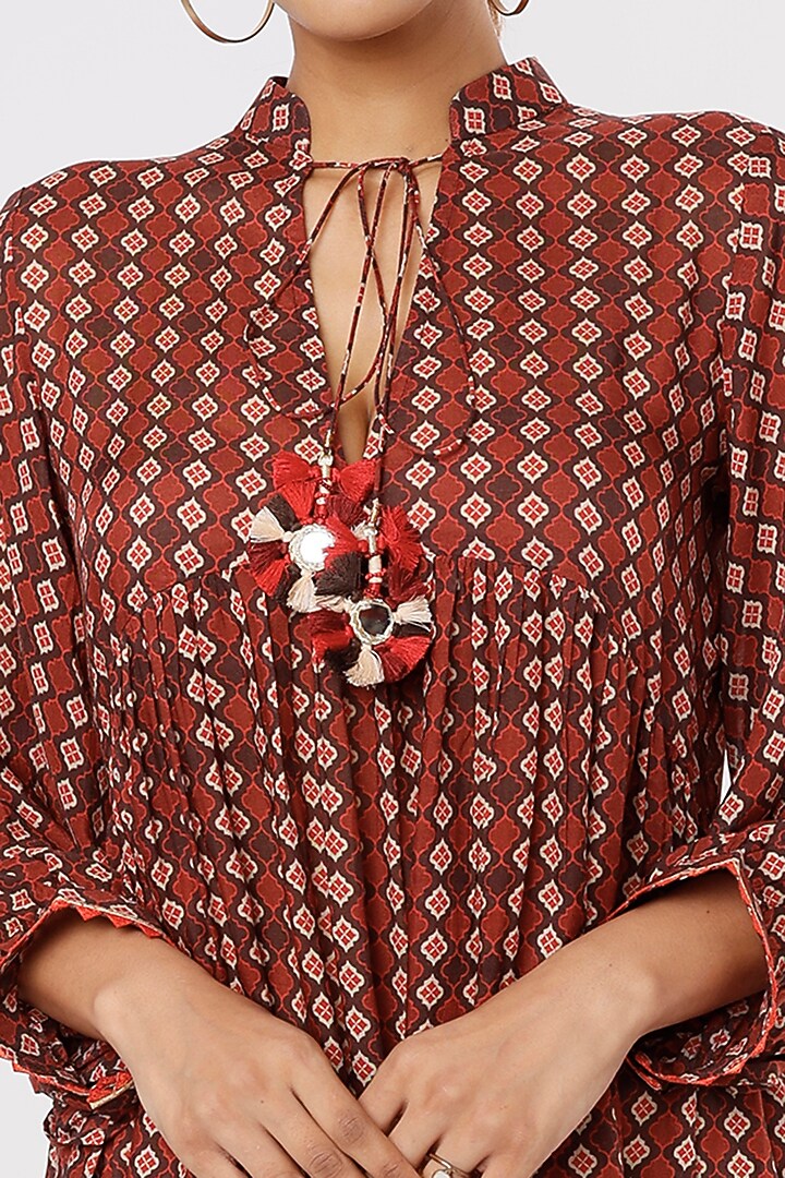 Brown Summer Dress With Print by Nadima Saqib at Pernia's Pop Up Shop