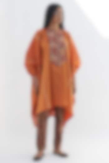 Orange Tissue Embroidered Tunic by Nadima Saqib