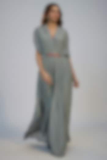 Black Crepe Printed & Bead Embroidered Jumpsuit by Nadima Saqib at Pernia's Pop Up Shop