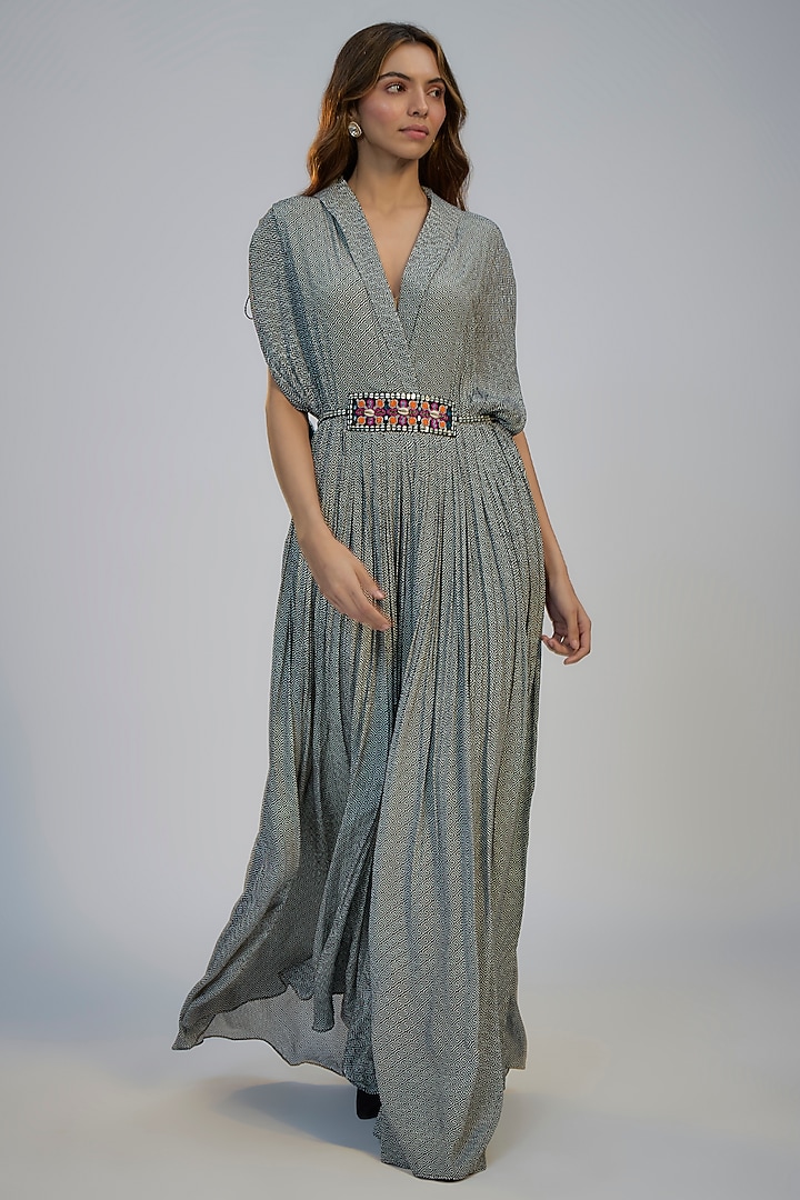 Black Crepe Printed & Bead Embroidered Jumpsuit by Nadima Saqib at Pernia's Pop Up Shop