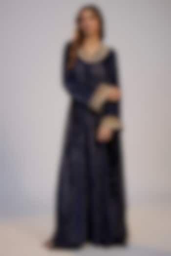 Dark Blue Velvet Kaftan Summer Dress by Nadima Saqib at Pernia's Pop Up Shop