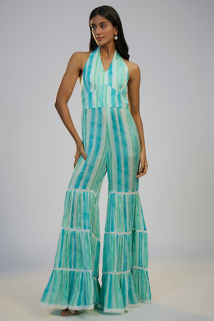 Blue Crush Cotton Printed Jumpsuit by Nadima Saqib at Pernia's Pop Up Shop