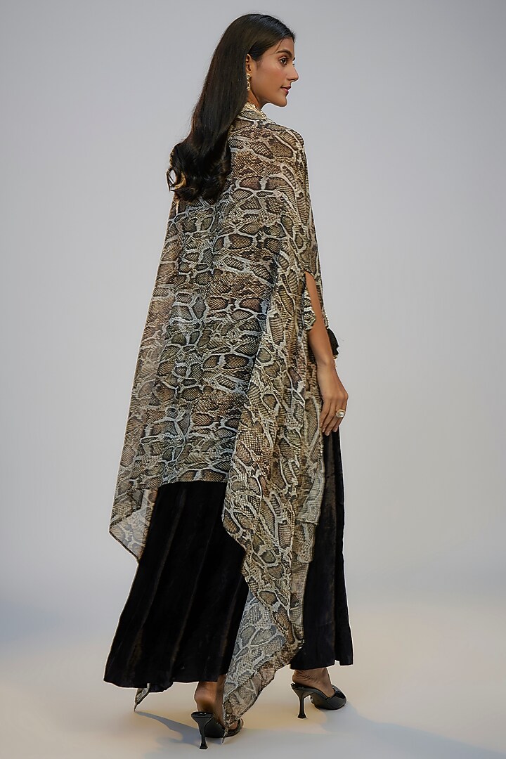 Black Velvet Vacation Dress With Cape by Nadima Saqib at Pernia's Pop Up Shop