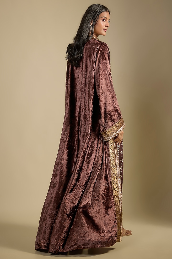 Brown Crepe Printed Jumpsuit by Nadima Saqib at Pernia's Pop Up Shop