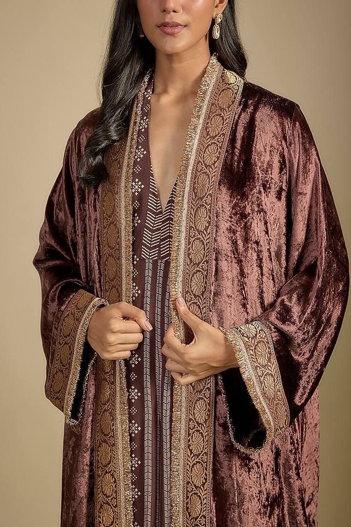 Brown Crepe Printed Jumpsuit by Nadima Saqib at Pernia's Pop Up Shop
