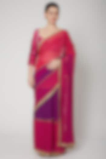 Multi Colored Sheer Saree Set by Nadima Saqib at Pernia's Pop Up Shop