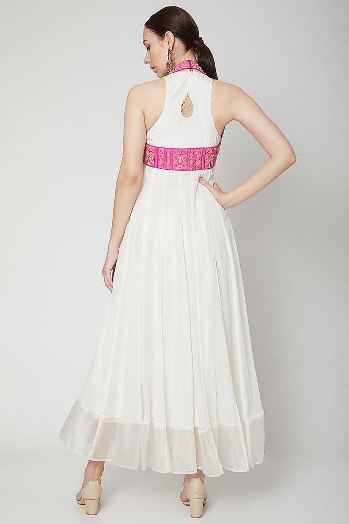 Pink Embroidered Halter Jacket by Nadima Saqib at Pernia's Pop Up Shop