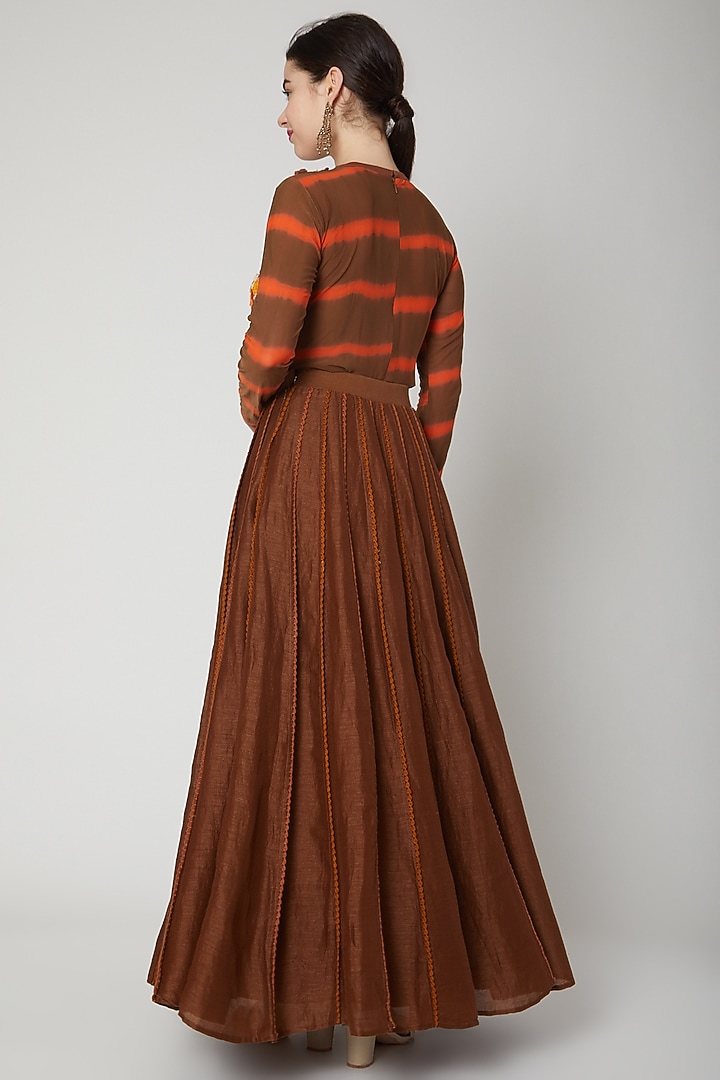 Brown Skirt With Crochet Edging by Nadima Saqib at Pernia's Pop Up Shop