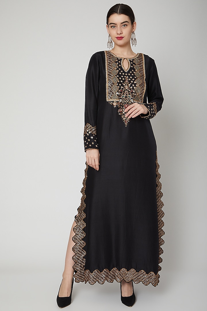 Black Sequins Embroidered Kurta by Nadima Saqib