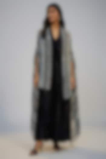 Black Velvet Vacation Dress With Cape by Nadima Saqib at Pernia's Pop Up Shop