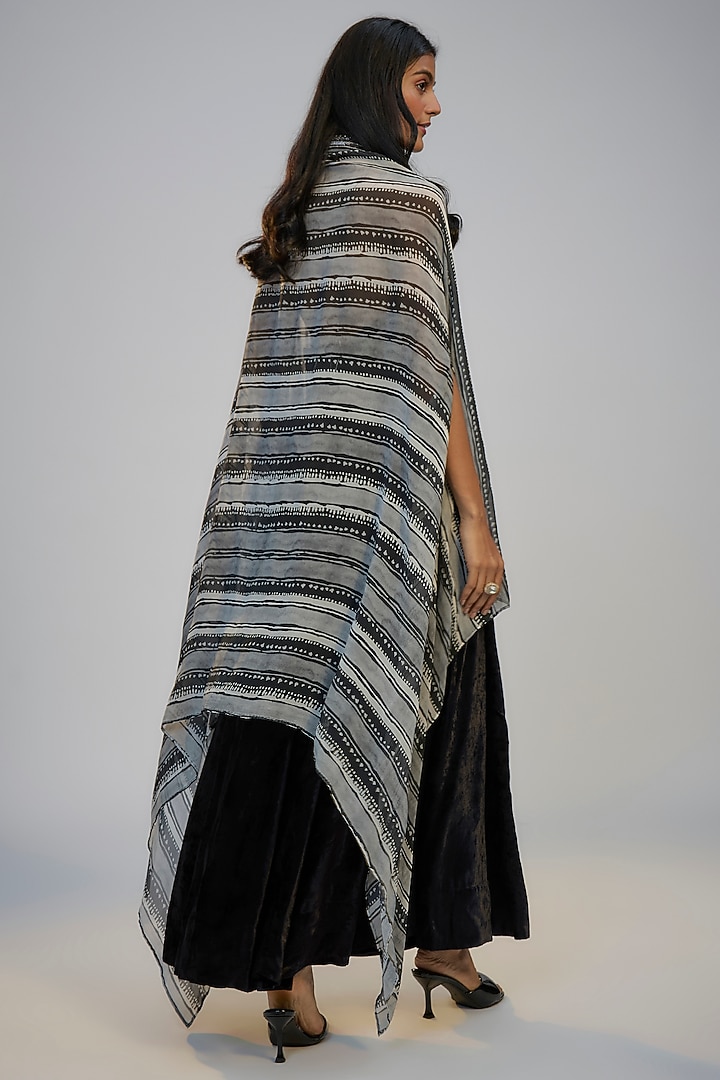 Black Velvet Vacation Dress With Cape by Nadima Saqib at Pernia's Pop Up Shop