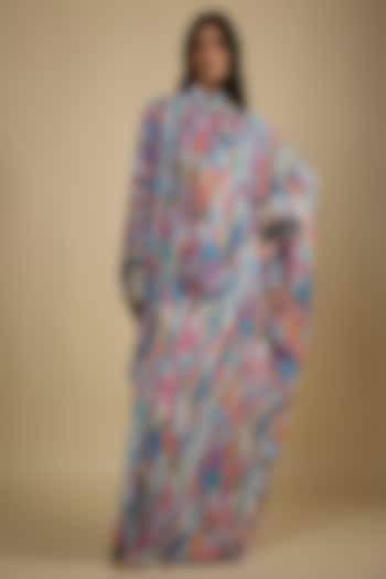Multi-Colored Crepe Digital Printed Kaftan Vacation Dress by Nadima Saqib at Pernia's Pop Up Shop