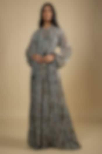 Multi-Colored Lurex Digital Printed Maxi Vacation Dress by Nadima Saqib at Pernia's Pop Up Shop