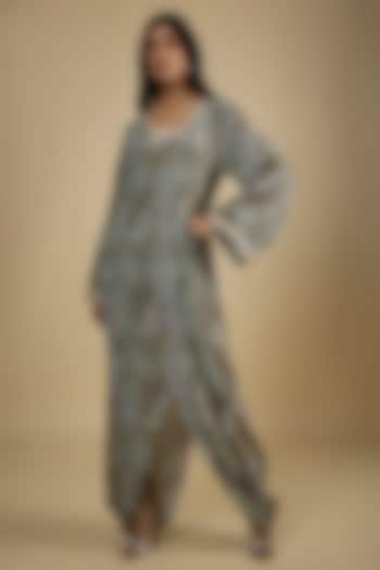 Multi-Colored Crepe Digital Snake Printed Kaftan Vacation Dress by Nadima Saqib at Pernia's Pop Up Shop