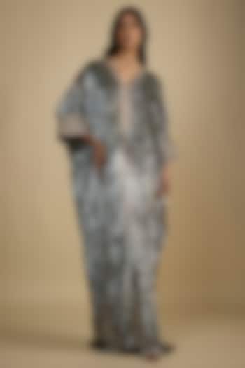 Multi-Colored Velvet Digital Snake Printed Kaftan Vacation Dress by Nadima Saqib at Pernia's Pop Up Shop