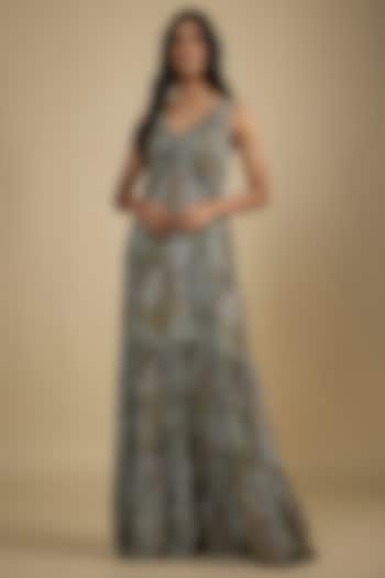 Black Crepe Digital Snake Printed Maxi Summer Dress by Nadima Saqib at Pernia's Pop Up Shop